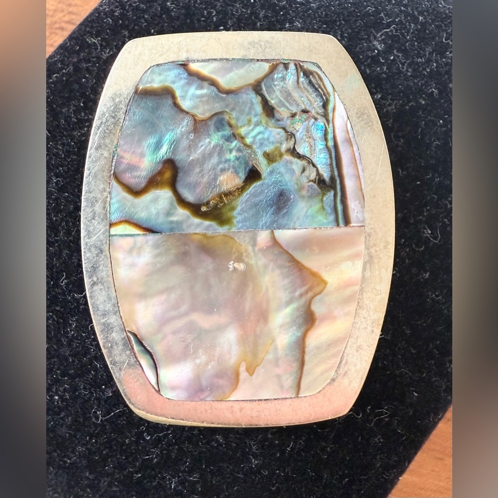 Abalone Shell Pendant Signed Dase 925 Sterling MOP Mexico